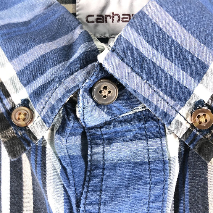 Carhartt Relaxed Fit Short Sleeve Button Down Check Shirt, Men's Size L cotton blue type Vintage Second Hand