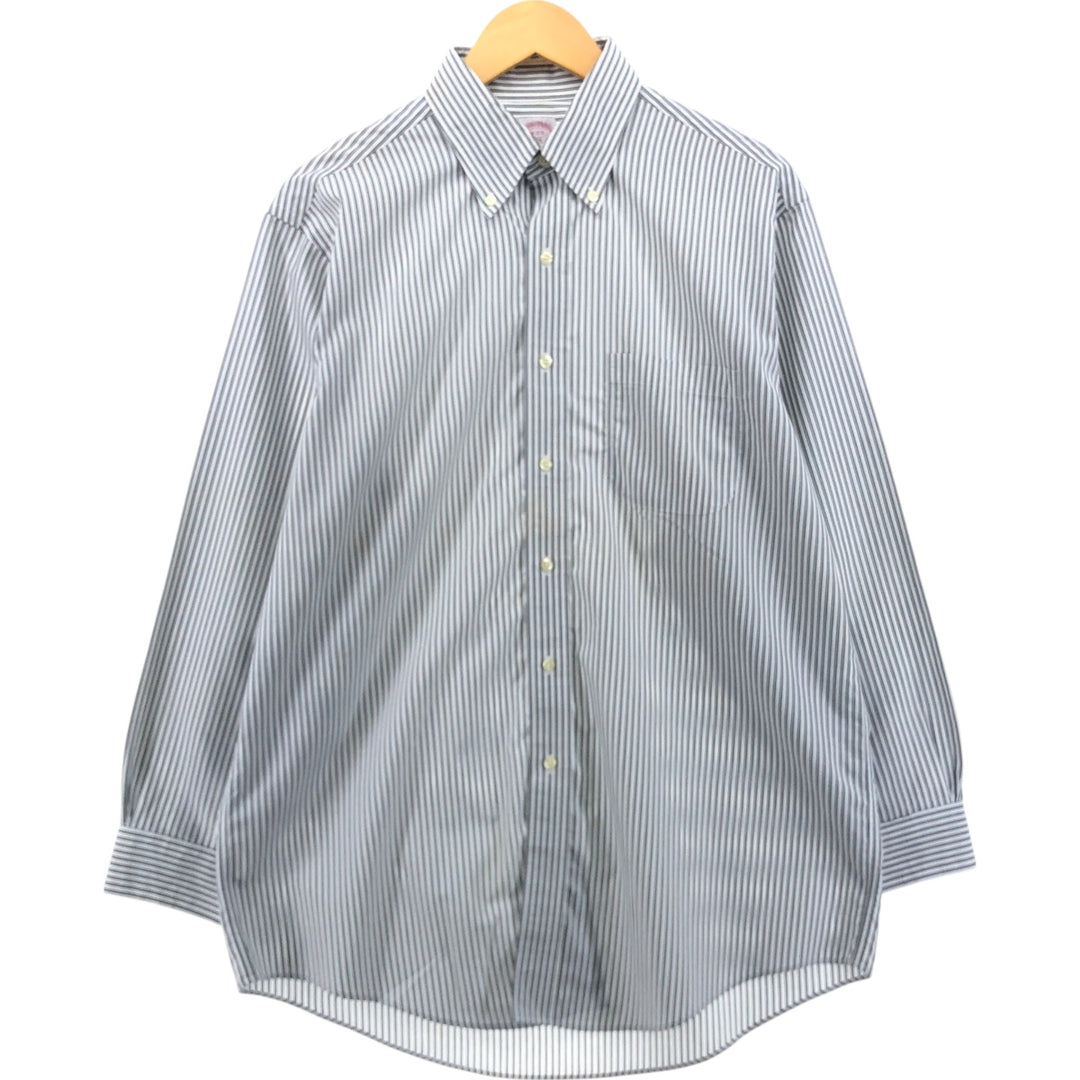 Brooks Brothers 346 Long Sleeve Button-Down Striped Shirt, Men's Size L cotton white type Vintage Second Hand