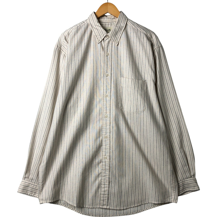 Eddie Bauer Long Sleeve Button-Down Striped Shirt, Men's Size L cotton ivory Vintage Second Hand