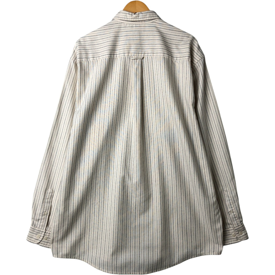 Eddie Bauer Long Sleeve Button-Down Striped Shirt, Men's Size L cotton ivory Vintage Second Hand