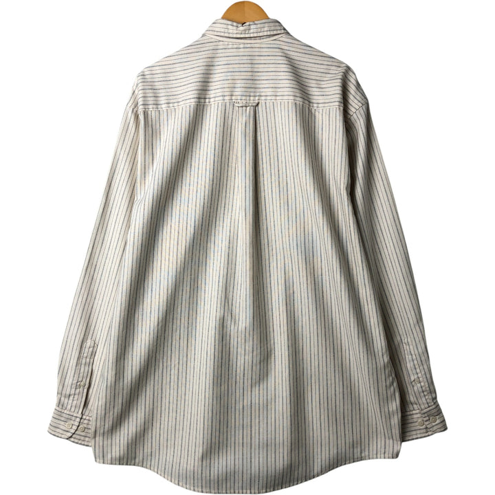 Eddie Bauer Long Sleeve Button-Down Striped Shirt, Men's Size L cotton ivory Vintage Second Hand