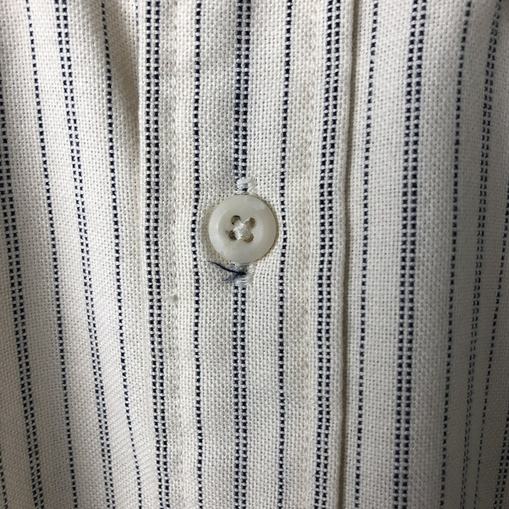 Eddie Bauer Long Sleeve Button-Down Striped Shirt, Men's Size L cotton ivory Vintage Second Hand