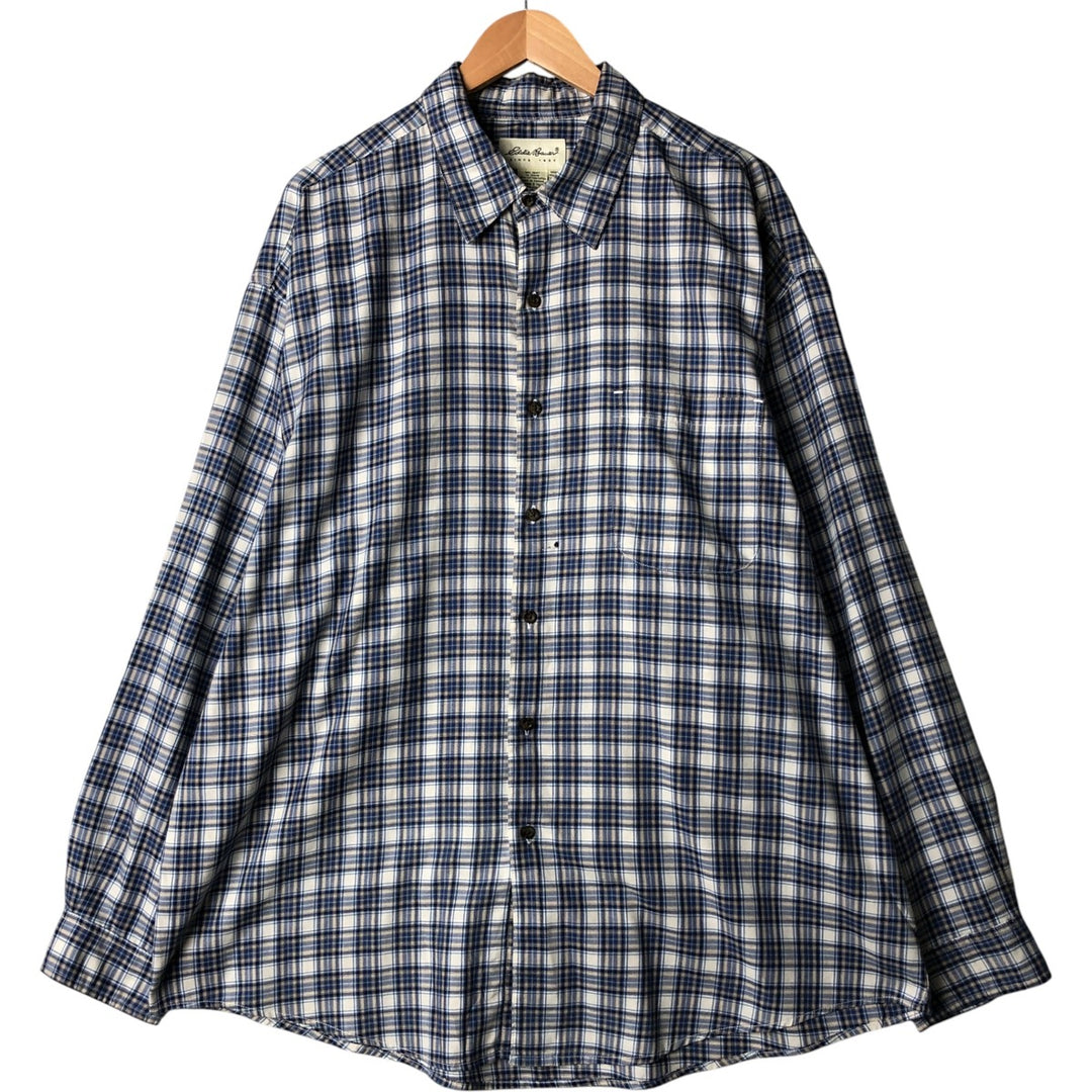 Eddie Bauer Men's Long Sleeve Cotton Check Shirt, Size XXL cotton blue type Vintage Second Hand