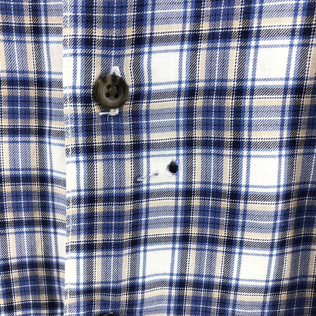 Eddie Bauer Men's Long Sleeve Cotton Check Shirt, Size XXL cotton blue type Vintage Second Hand