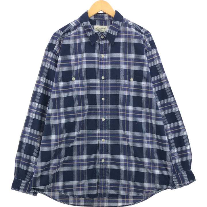 Eddie Bauer Long Sleeve Cotton Check Shirt, Men's XL cotton navy blue type Vintage Second Hand