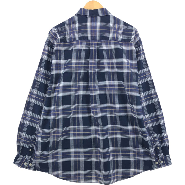 Eddie Bauer Long Sleeve Cotton Check Shirt, Men's XL cotton navy blue type Vintage Second Hand