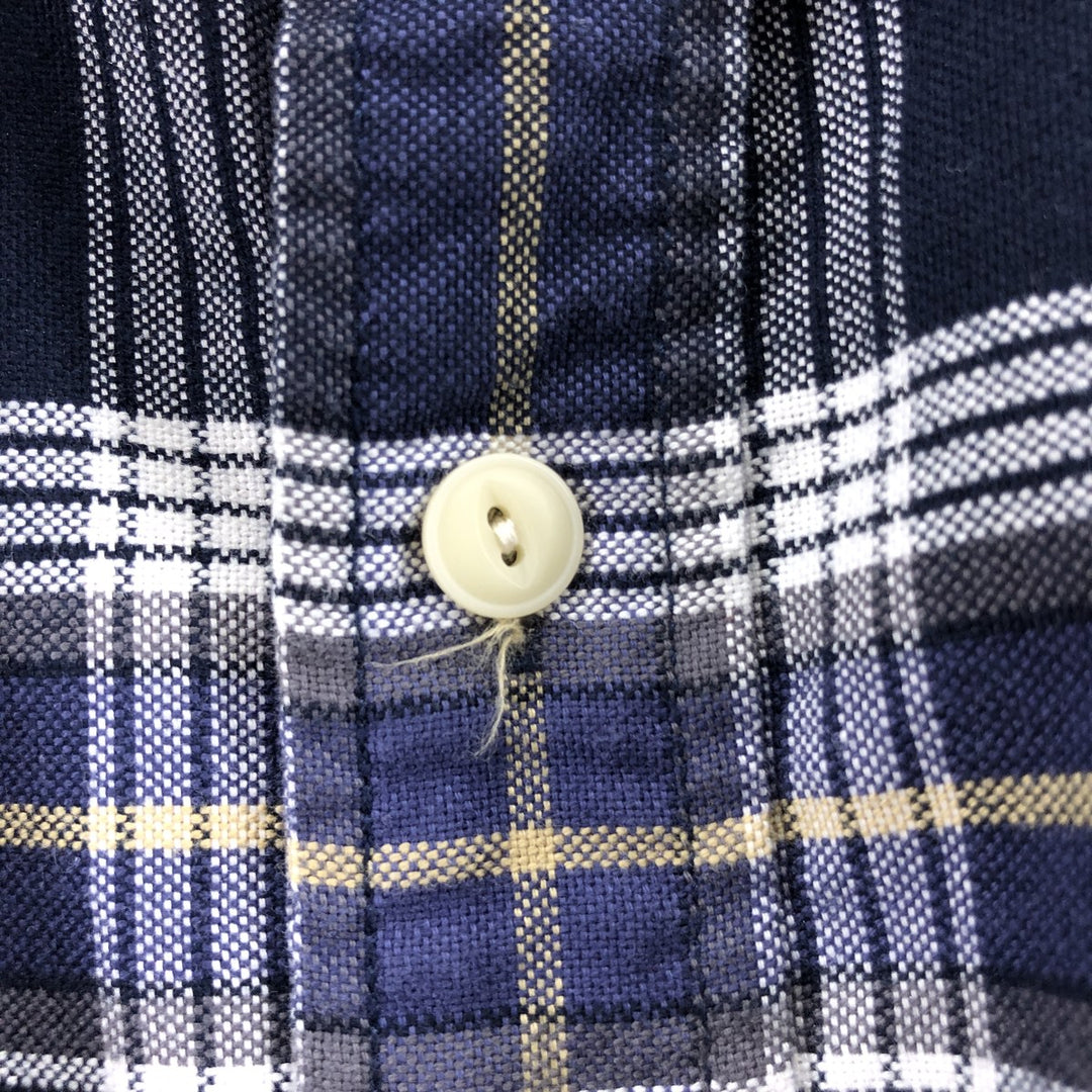 Eddie Bauer Long Sleeve Cotton Check Shirt, Men's XL cotton navy blue type Vintage Second Hand