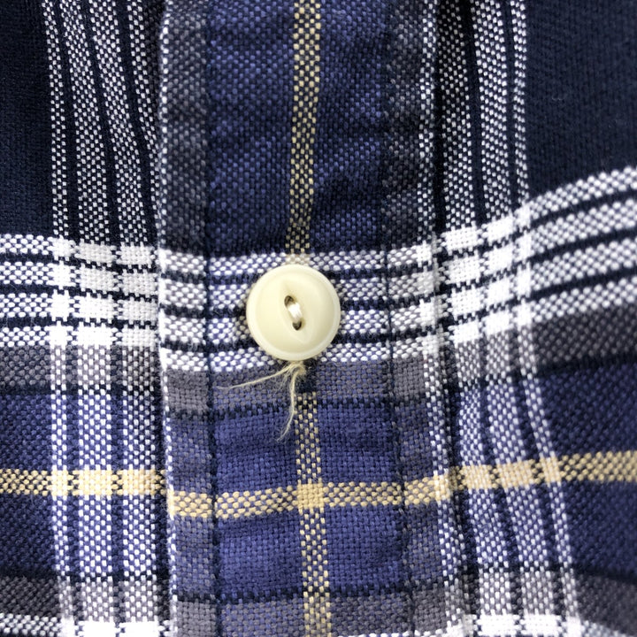 Eddie Bauer Long Sleeve Cotton Check Shirt, Men's XL cotton navy blue type Vintage Second Hand