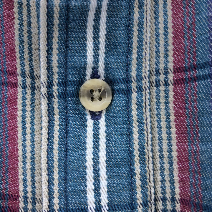 80s-90'S Eddie Bauer Black Tag ELKHORN TWILL Long Sleeve Cotton Check Shirt Men's Size L Vintage cotton navy blue type Vintage Second Hand