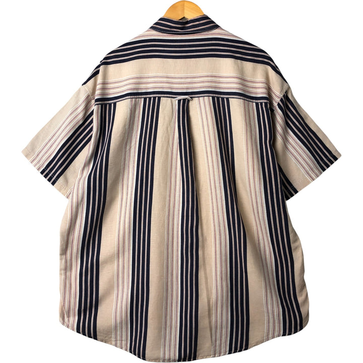 Vintage 90'S Ralph Lauren striped short-sleeved cotton and linen button-down chaps, size XL. cotton Beige type Vintage Second Hand