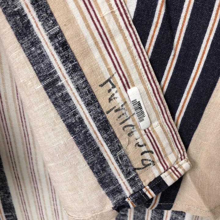 Vintage 90'S Ralph Lauren striped short-sleeved cotton and linen button-down chaps, size XL. cotton Beige type Vintage Second Hand