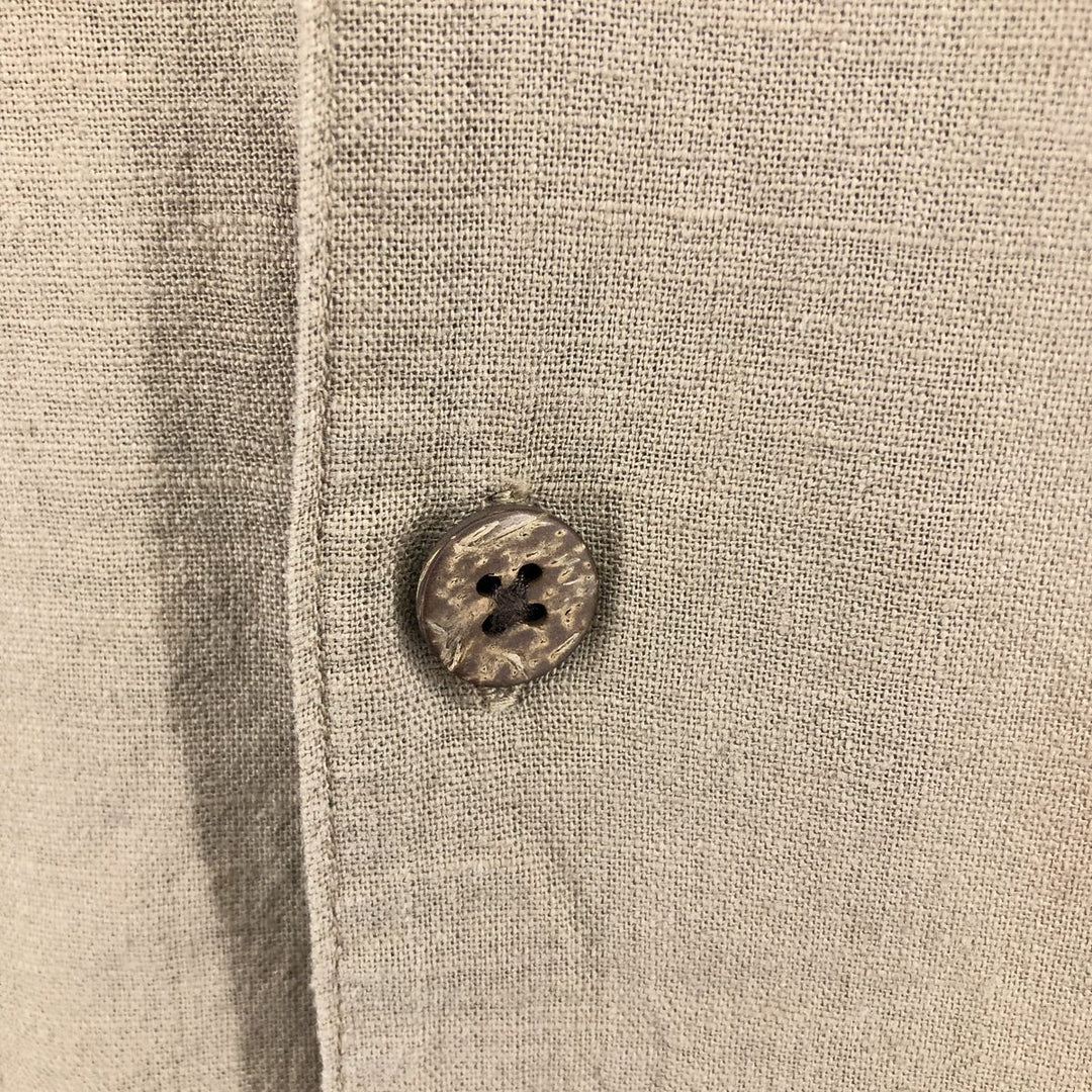 Haggar Washable Linen Two-tone short-sleeve open-collar linen x rayon shirt, box shirt, men's size L linen brown type Vintage Second Hand