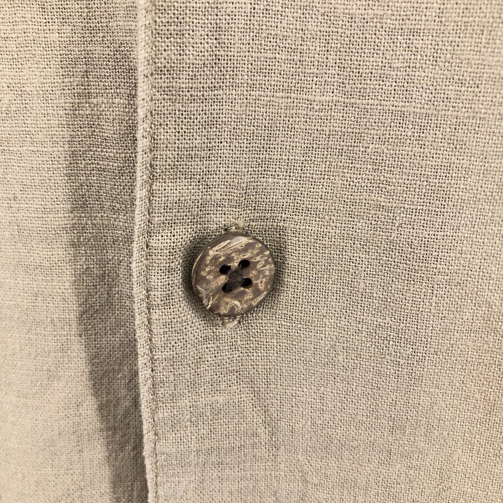 Haggar Washable Linen Two-tone short-sleeve open-collar linen x rayon shirt, box shirt, men's size L linen brown type Vintage Second Hand