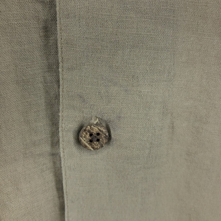 Haggar Washable Linen Two-tone short-sleeve open-collar linen x rayon shirt, box shirt, men's size L linen brown type Vintage Second Hand