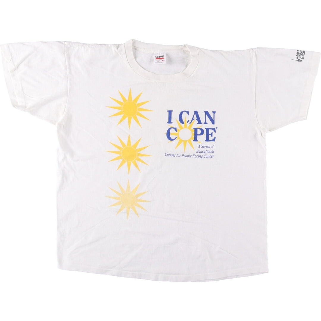 90'S Anvil Message Print T-Shirt Made in USA Men's XL Vintage cotton white type Vintage Second Hand