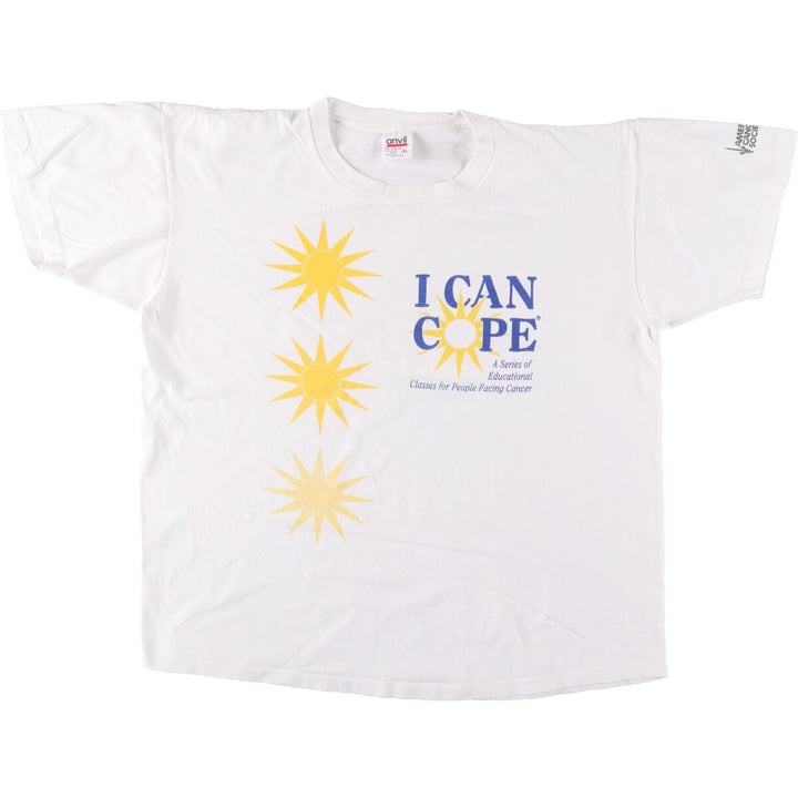 90'S Anvil Message Print T-Shirt Made in USA Men's XL Vintage cotton white type Vintage Second Hand