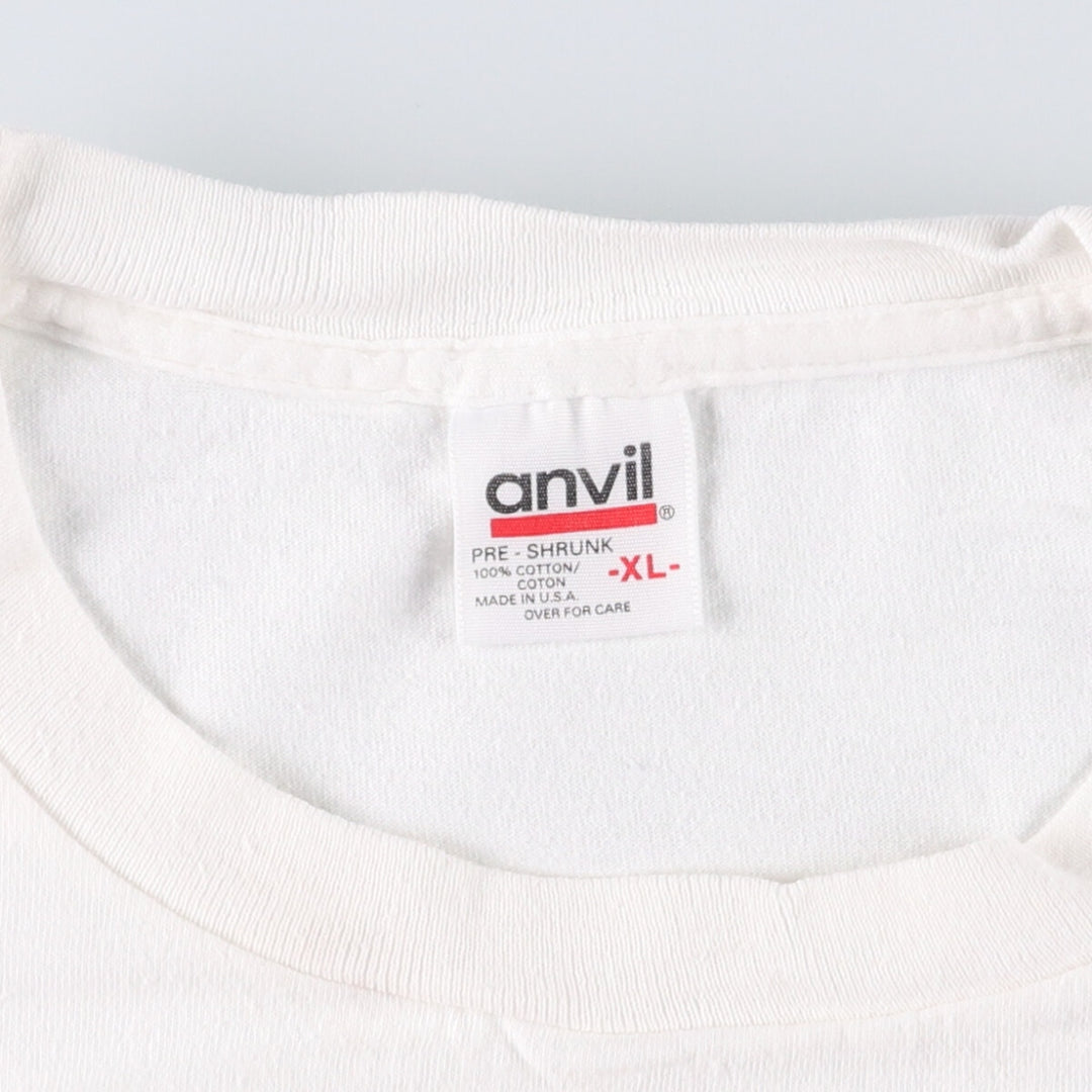 90'S Anvil Message Print T-Shirt Made in USA Men's XL Vintage cotton white type Vintage Second Hand