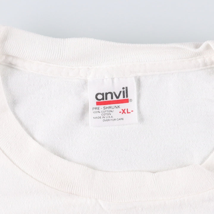 90'S Anvil Message Print T-Shirt Made in USA Men's XL Vintage cotton white type Vintage Second Hand