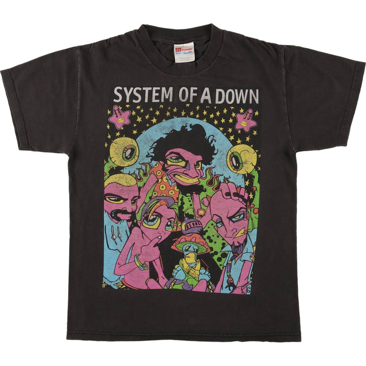 Hanes System of a Down Band T-shirt, Men's S size cotton Charcoal Vintage Second Hand