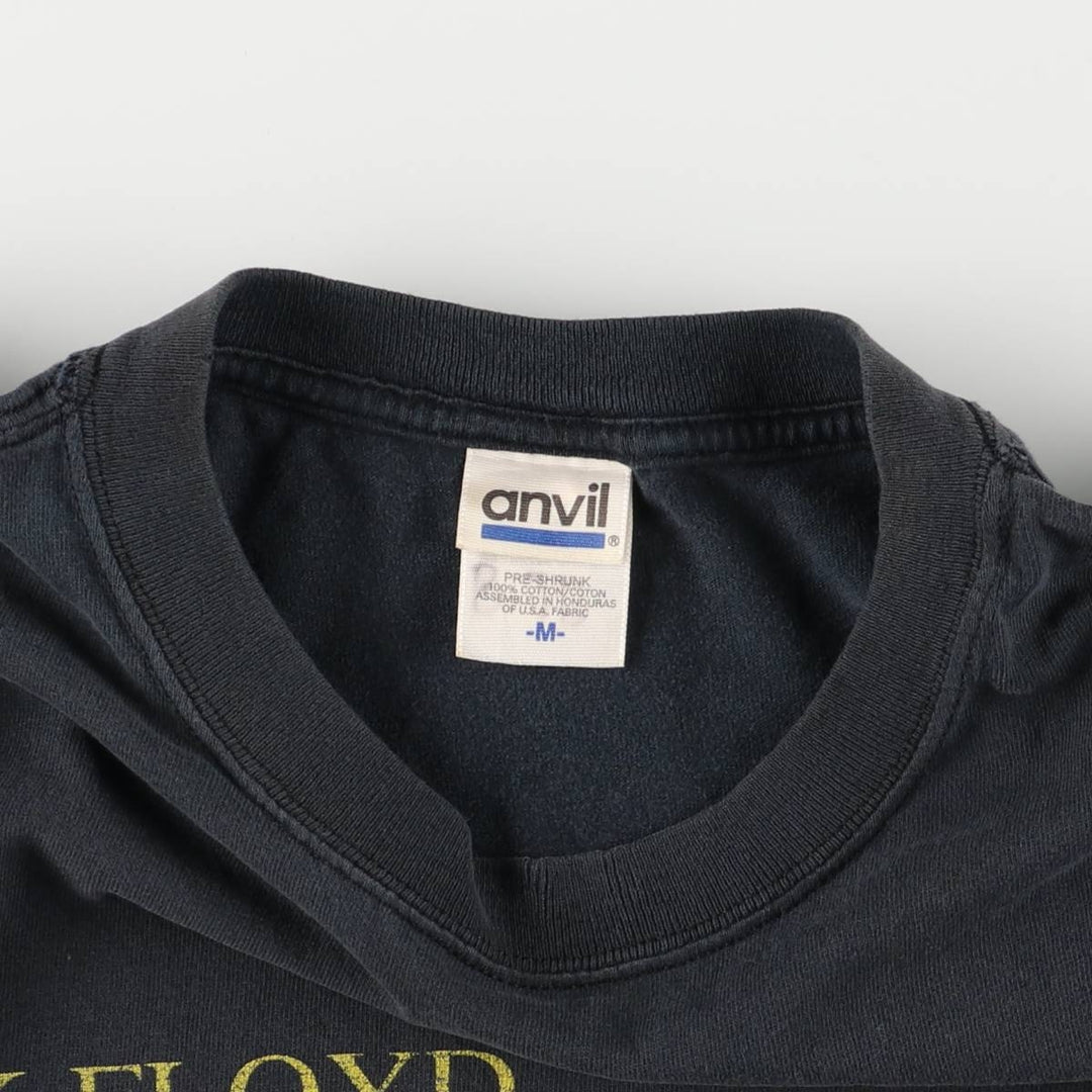 Anvil PINK FLOYD Pink Floyd Band T-shirt Band Tee Men's M size cotton black type Vintage Second Hand