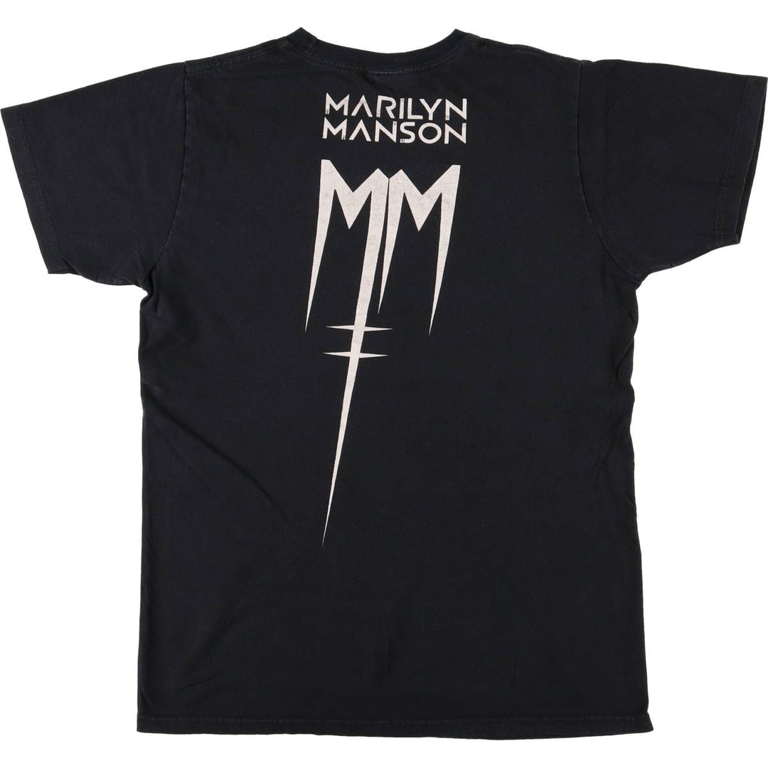 BAY ISLAND MARILYN MANSON Marilyn Manson Band T-shirt Band T Men's M size cotton black type Vintage Second Hand