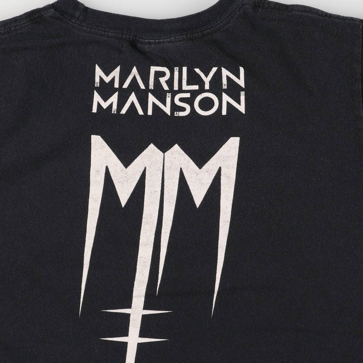BAY ISLAND MARILYN MANSON Marilyn Manson Band T-shirt Band T Men's M size cotton black type Vintage Second Hand