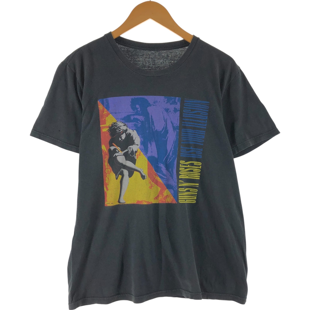 GUNS N' ROSES Guns N' Roses Band T-shirt Band Tee Men's M size cotton black type Vintage Second Hand