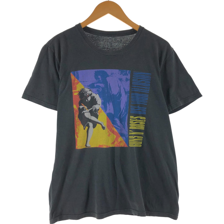GUNS N' ROSES Guns N' Roses Band T-shirt Band Tee Men's M size cotton black type Vintage Second Hand