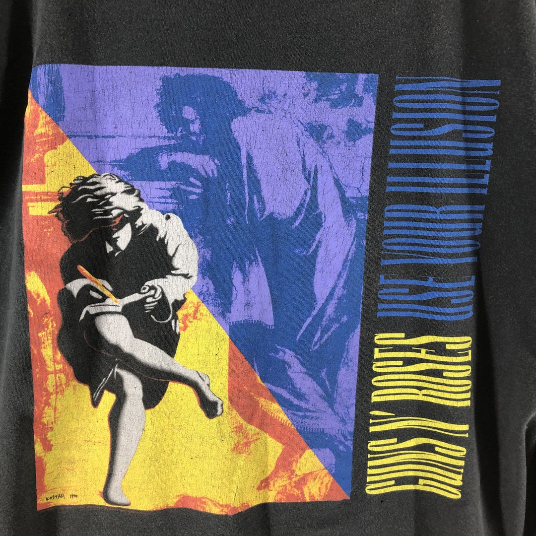 GUNS N' ROSES Guns N' Roses Band T-shirt Band Tee Men's M size cotton black type Vintage Second Hand