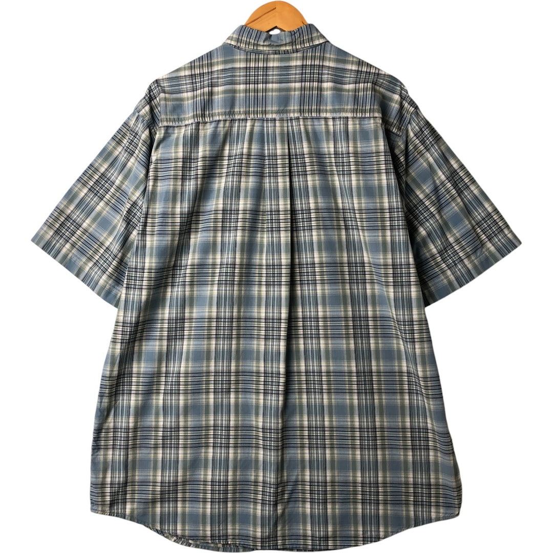 Carhartt Check Pattern Button-down Short Sleeve Work Shirt, Men's Size L cotton Blue type light blue Vintage Second Hand