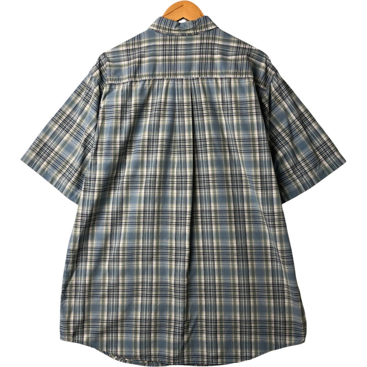 Carhartt Check Pattern Button-down Short Sleeve Work Shirt, Men's Size L cotton Blue type light blue Vintage Second Hand