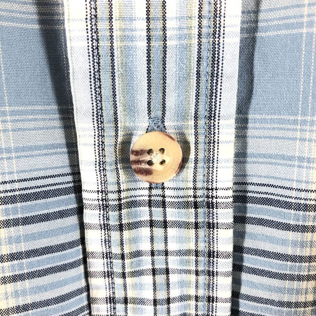 Carhartt Check Pattern Button-down Short Sleeve Work Shirt, Men's Size L cotton Blue type light blue Vintage Second Hand