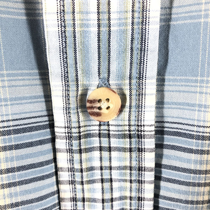 Carhartt Check Pattern Button-down Short Sleeve Work Shirt, Men's Size L cotton Blue type light blue Vintage Second Hand