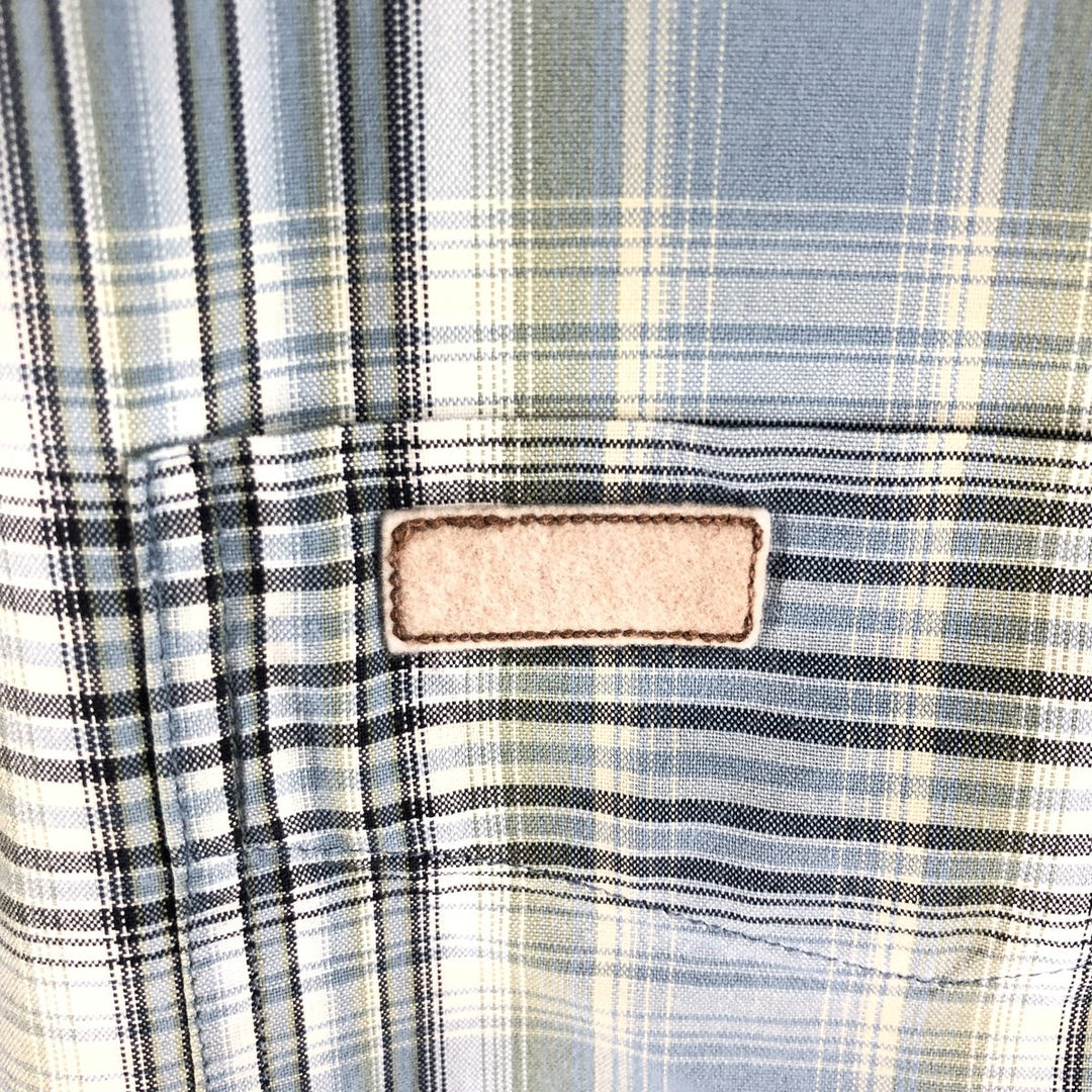 Carhartt Check Pattern Button-down Short Sleeve Work Shirt, Men's Size L cotton Blue type light blue Vintage Second Hand