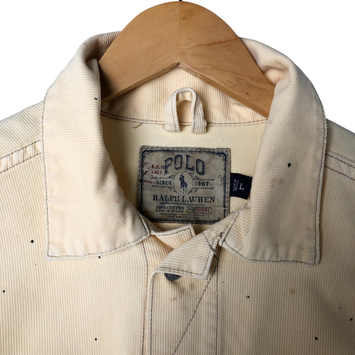 Ralph Lauren POLO RALPH LAUREN Trucker type cotton jacket Men's L size cotton unbleached Vintage Second Hand