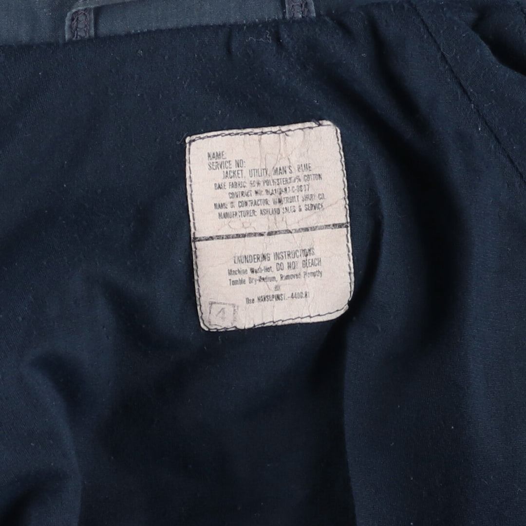 80'S US military genuine military utility jacket, made in USA, men's size L, vintage polyester navy blue type Vintage Second Hand