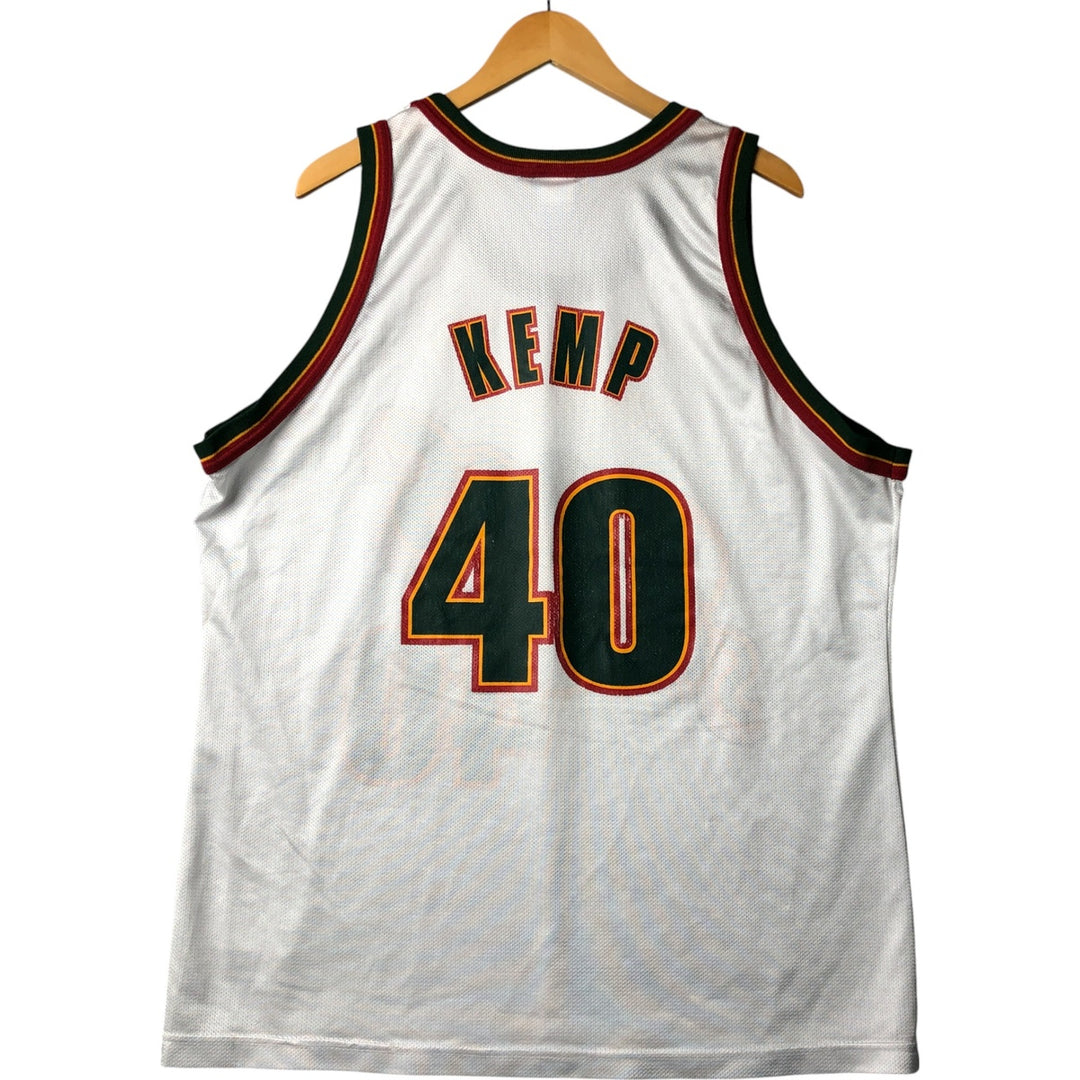 90'S Champion NBA Seattle SuperSonics Mesh Tank Top Game Shirt Men's L size polyester white type Vintage Second Hand