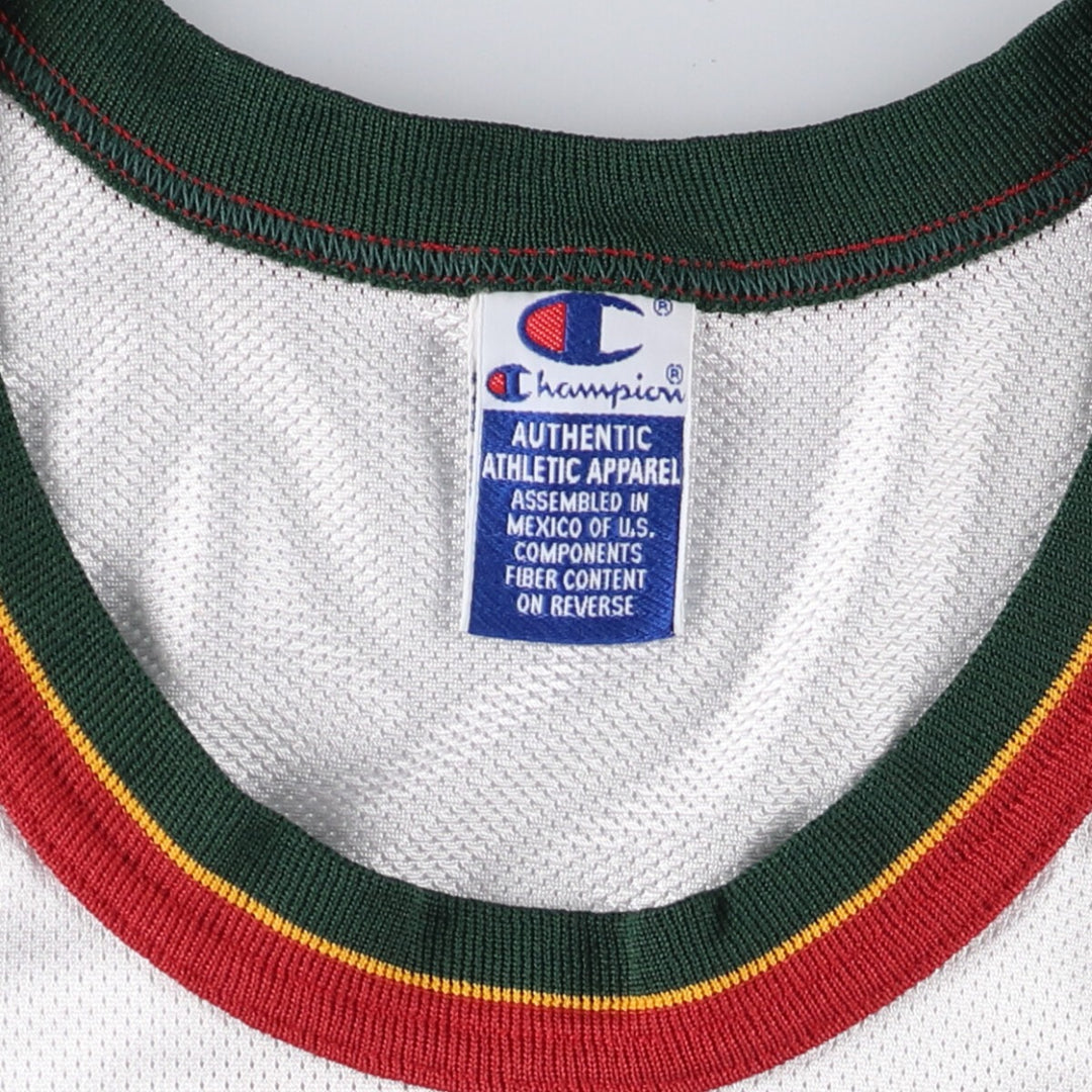 90'S Champion NBA Seattle SuperSonics Mesh Tank Top Game Shirt Men's L size polyester white type Vintage Second Hand
