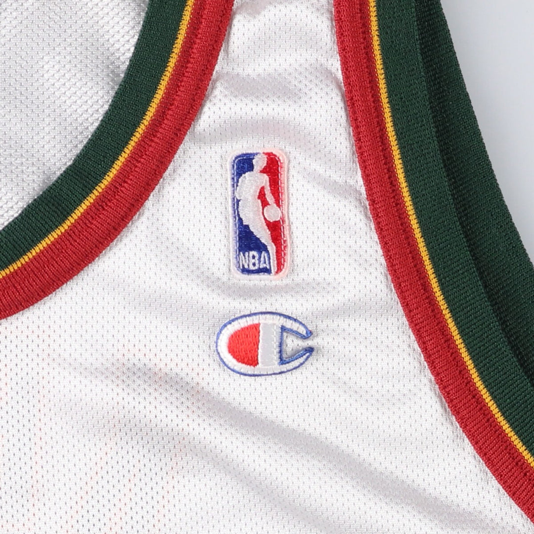 90'S Champion NBA Seattle SuperSonics Mesh Tank Top Game Shirt Men's L size polyester white type Vintage Second Hand