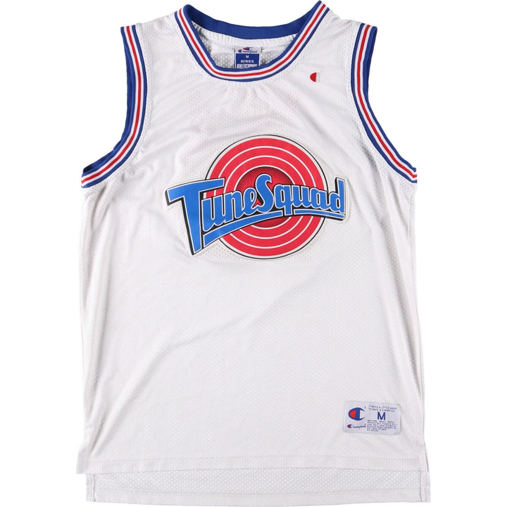90'S Champion Space Jam Movie Mesh Tank Top Game Shirt Men's M Size unclear white type Vintage Second Hand