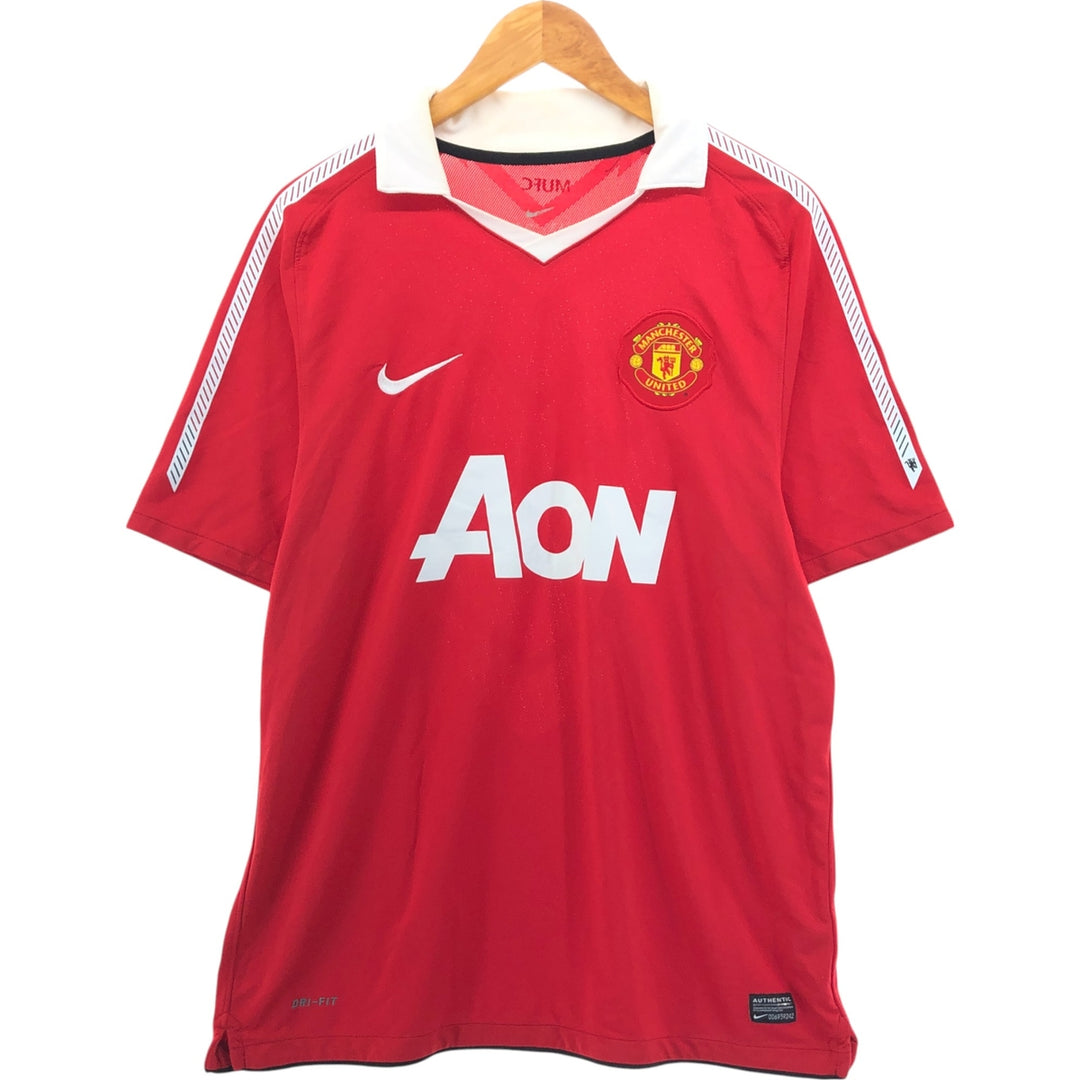 Nike DRI-FIT Premier League Manchester United Mesh Open Collar Soccer Jersey Game Shirt polyester red type Vintage Second Hand
