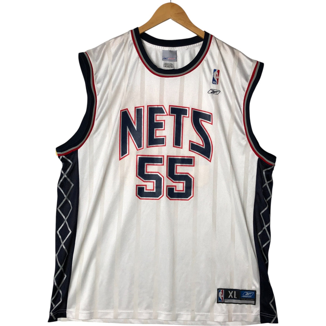 2000'S Reebok NBA Brooklyn Nets Striped Mesh Game Shirt Replica Uniform Men's XL polyester white type Vintage Second Hand