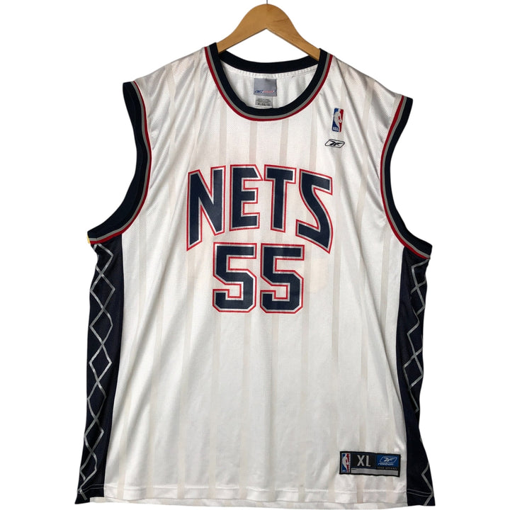 2000'S Reebok NBA Brooklyn Nets Striped Mesh Game Shirt Replica Uniform Men's XL polyester white type Vintage Second Hand
