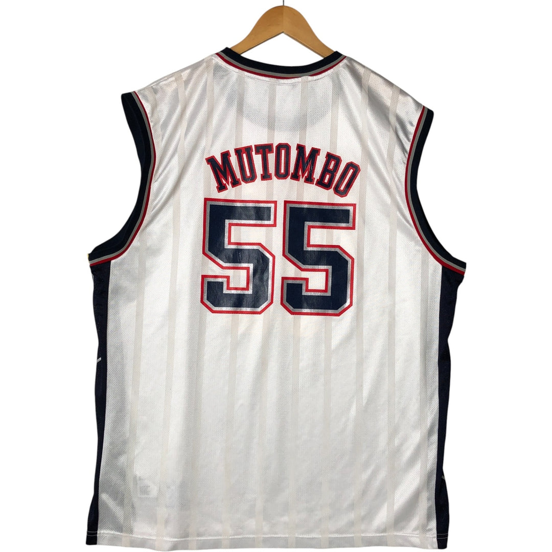 2000'S Reebok NBA Brooklyn Nets Striped Mesh Game Shirt Replica Uniform Men's XL polyester white type Vintage Second Hand