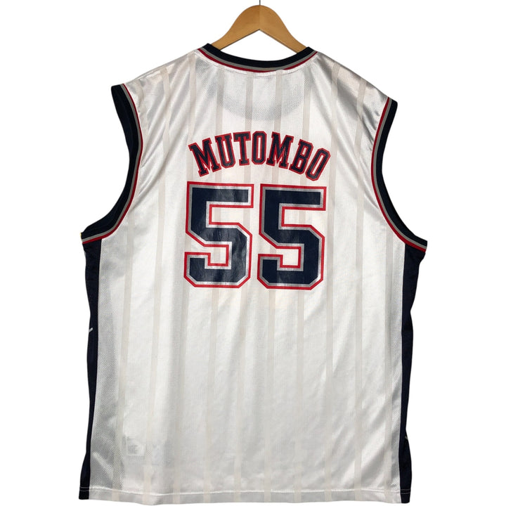 2000'S Reebok NBA Brooklyn Nets Striped Mesh Game Shirt Replica Uniform Men's XL polyester white type Vintage Second Hand