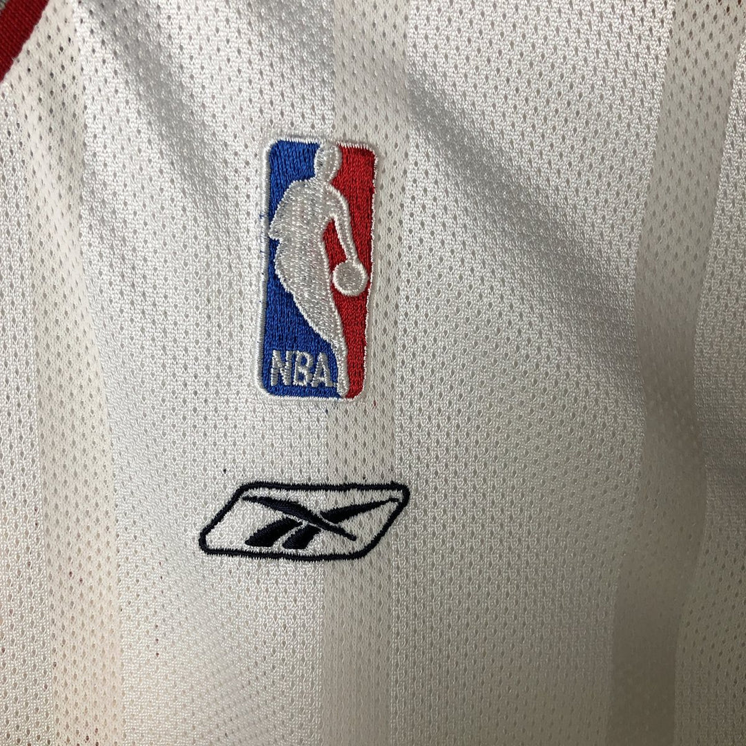 2000'S Reebok NBA Brooklyn Nets Striped Mesh Game Shirt Replica Uniform Men's XL polyester white type Vintage Second Hand