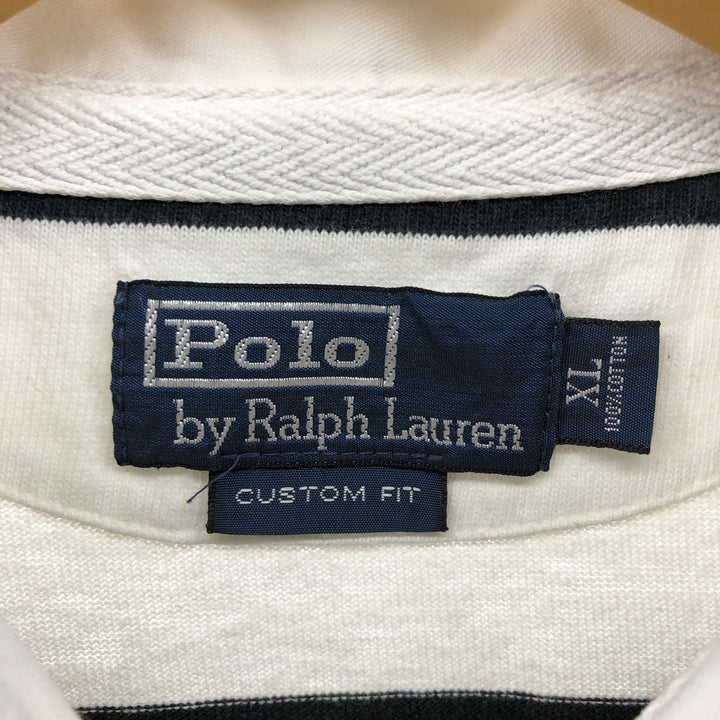 Ralph Lauren POLO by Ralph Lauren CUSTOM FIT short sleeve striped polo shirt men's XL size cotton black type Vintage Second Hand