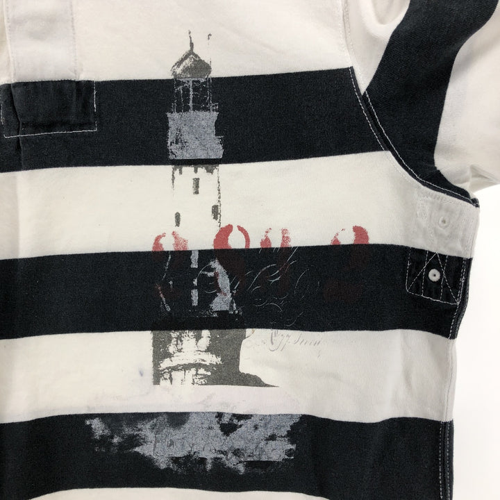 Ralph Lauren POLO by Ralph Lauren CUSTOM FIT short sleeve striped polo shirt men's XL size cotton black type Vintage Second Hand