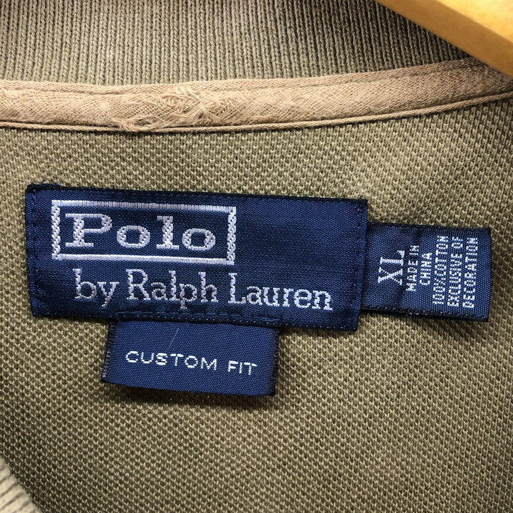 Ralph Lauren POLO by Ralph Lauren CUSTOM FIT short sleeve polo shirt, men's XL size cotton beige type brown Vintage Second Hand