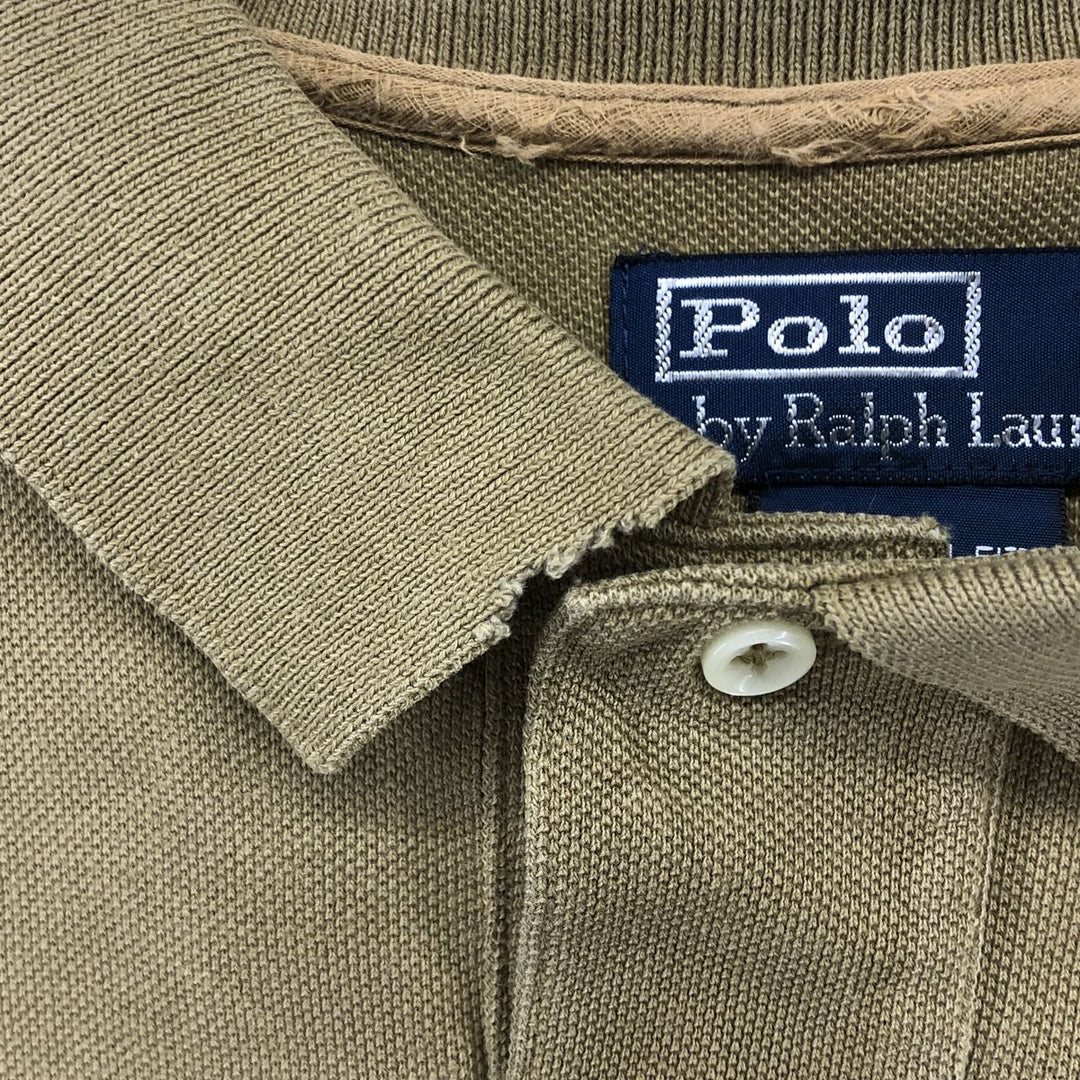 Ralph Lauren POLO by Ralph Lauren CUSTOM FIT short sleeve polo shirt, men's XL size cotton beige type brown Vintage Second Hand